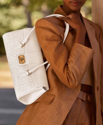 Dayan Sea Salt White Carman Medium Leather Shoulder Bag 