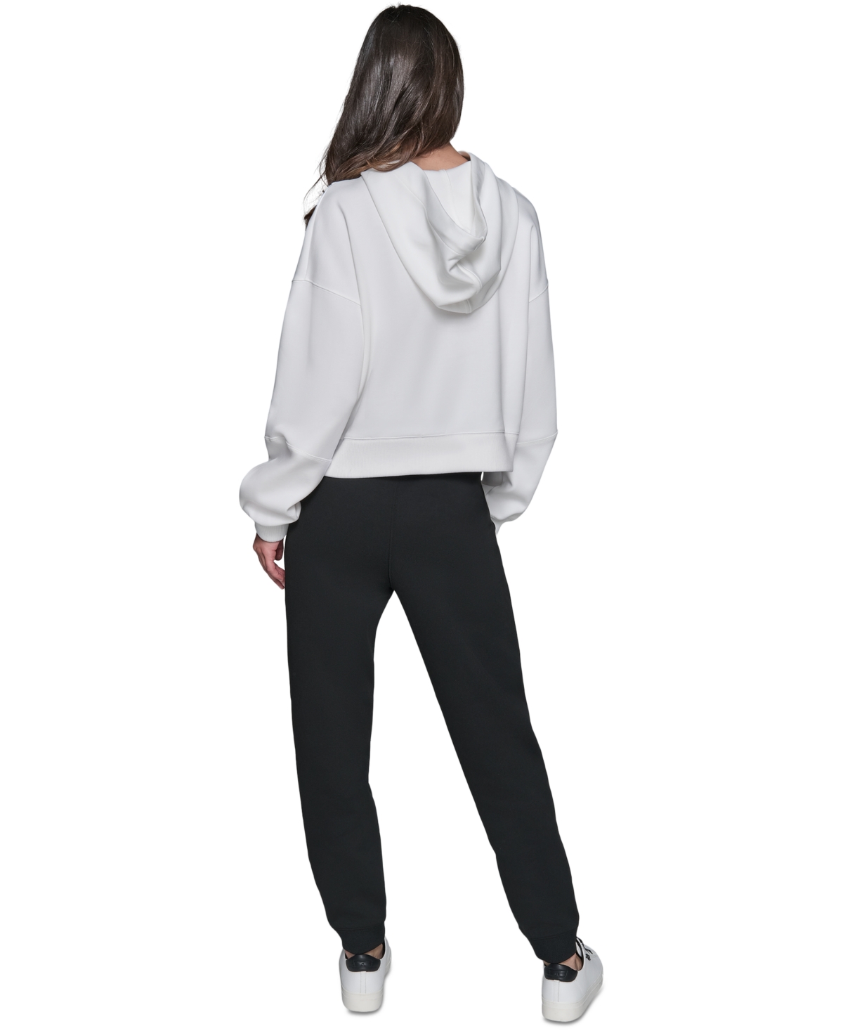 Shop Karl Lagerfeld Women's Karl Logo String Hoodie In Soft White