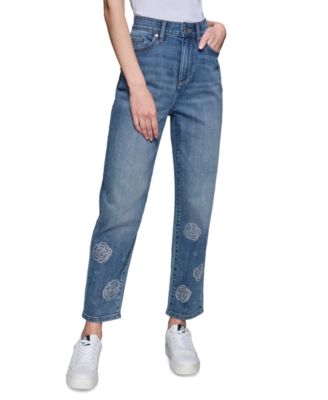 KARL LAGERFELD PARIS - Women's Floral Motif Denim Jeans