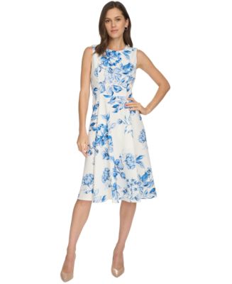 calvin klein floral a line dress Women's Calvin Klein Sleeveless Scuba Floral A-Line Dress