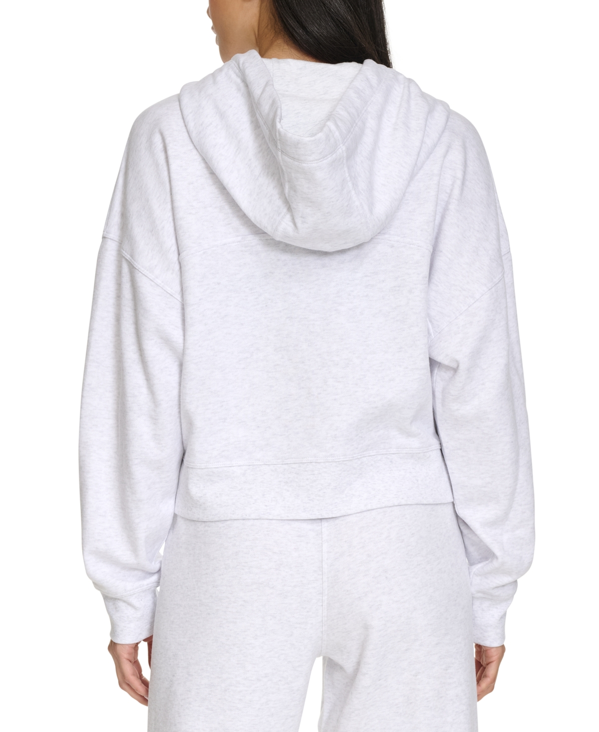 Shop Calvin Klein Women's Fleece Crop Zip-front Long-sleeve Hoodie In Optic Heather