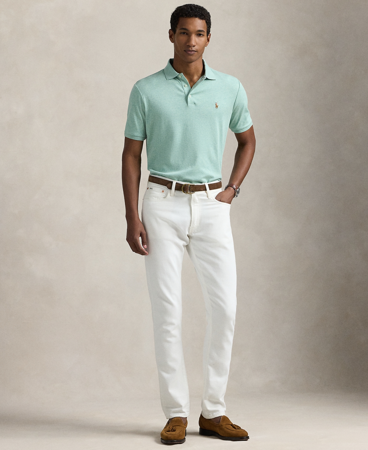 Polo Ralph Lauren Custom Slim Fit Printed Mesh Polo Shirt