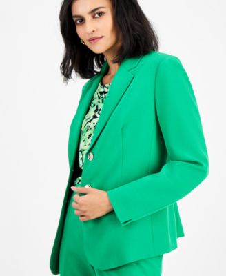ボトムスその他 Parosh Tailored Green Jacket With Notched Lapel Notched Collar Blazer - Olive Green