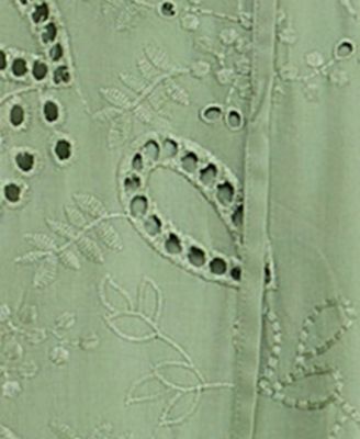 SENI & CADE Juniors' Eyelet Embroidered Blouson-Sleeve Shift Dress - Macy's