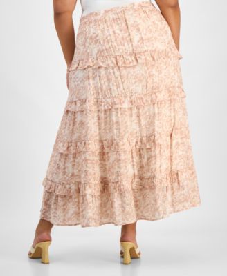 Trendy Plus Size Tiered Floral Maxi Skirt, Exclusively at Macy's