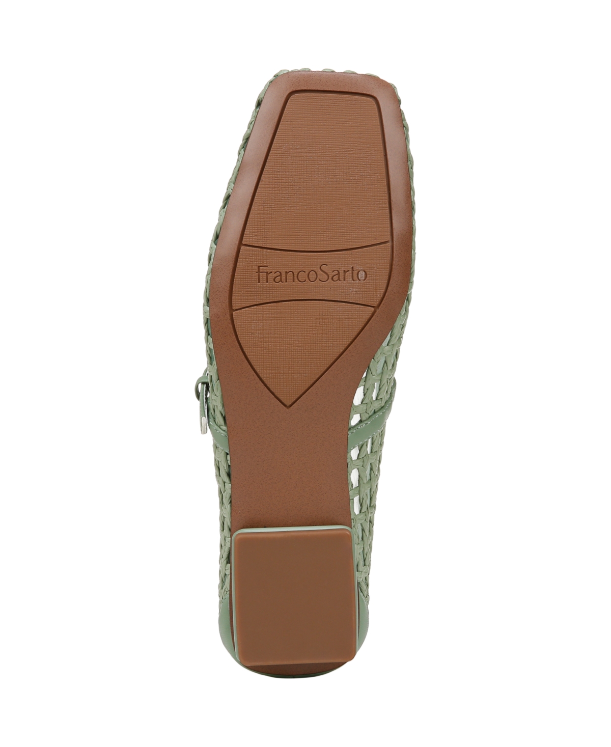 Franco Sarto Women's Tinsley 2 Square Toe Mary Jane Flats In Aloe Green Woven Fabric