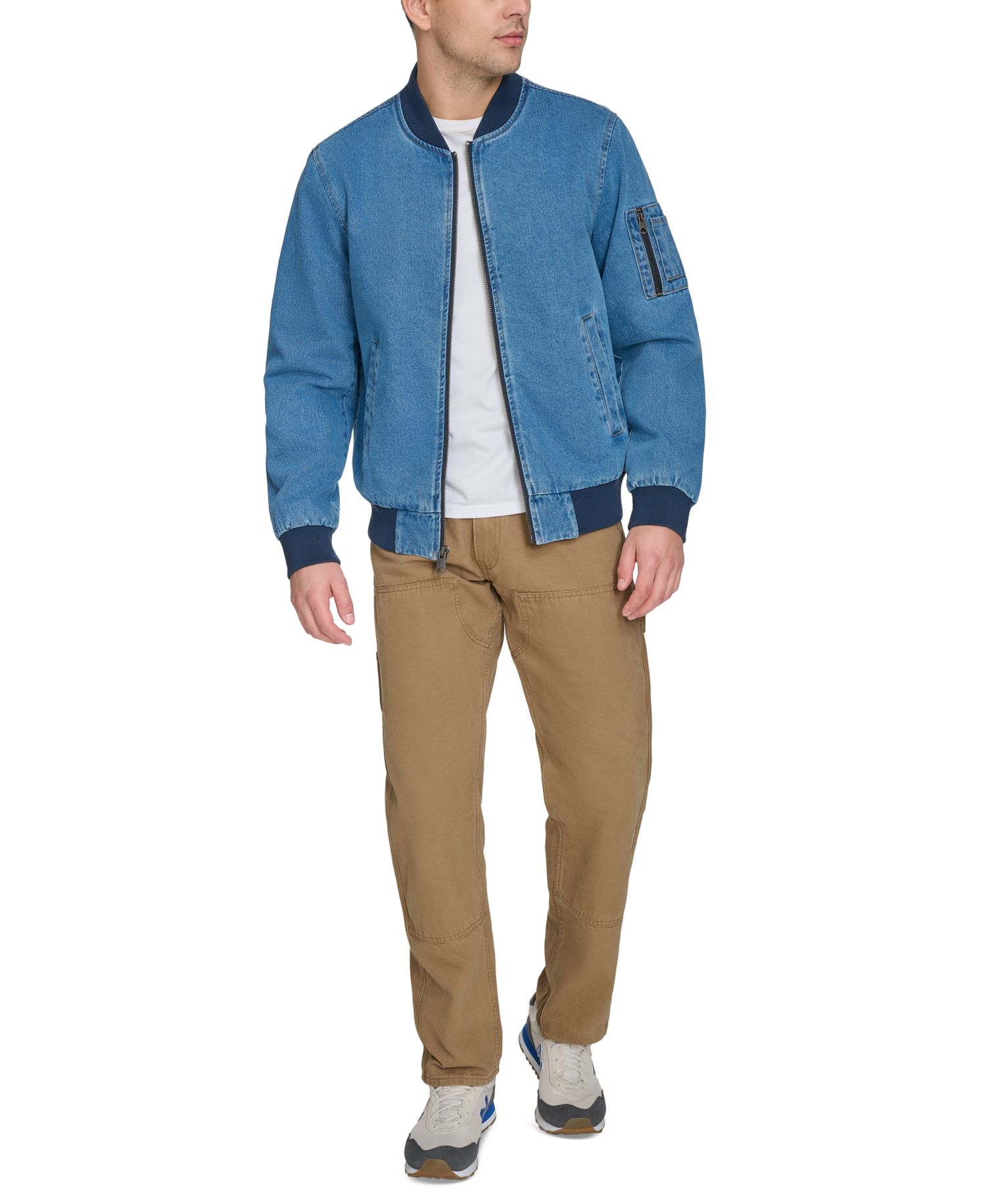 Men's Flight Full-Zip Denim Bomber Jacket