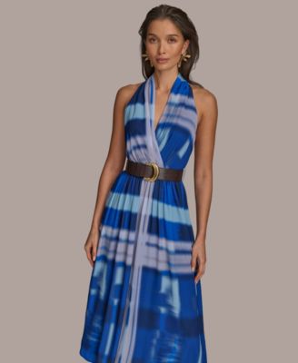Women's Printed Belted A-Line Dress