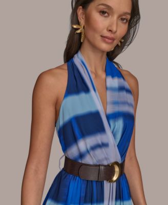 Donna Karan New York Women's Printed Belted A-Line Dress
