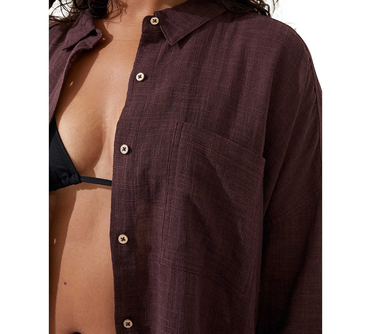 Cotton On Women's Swing Beach Cover Up Shirt In Willow Brown