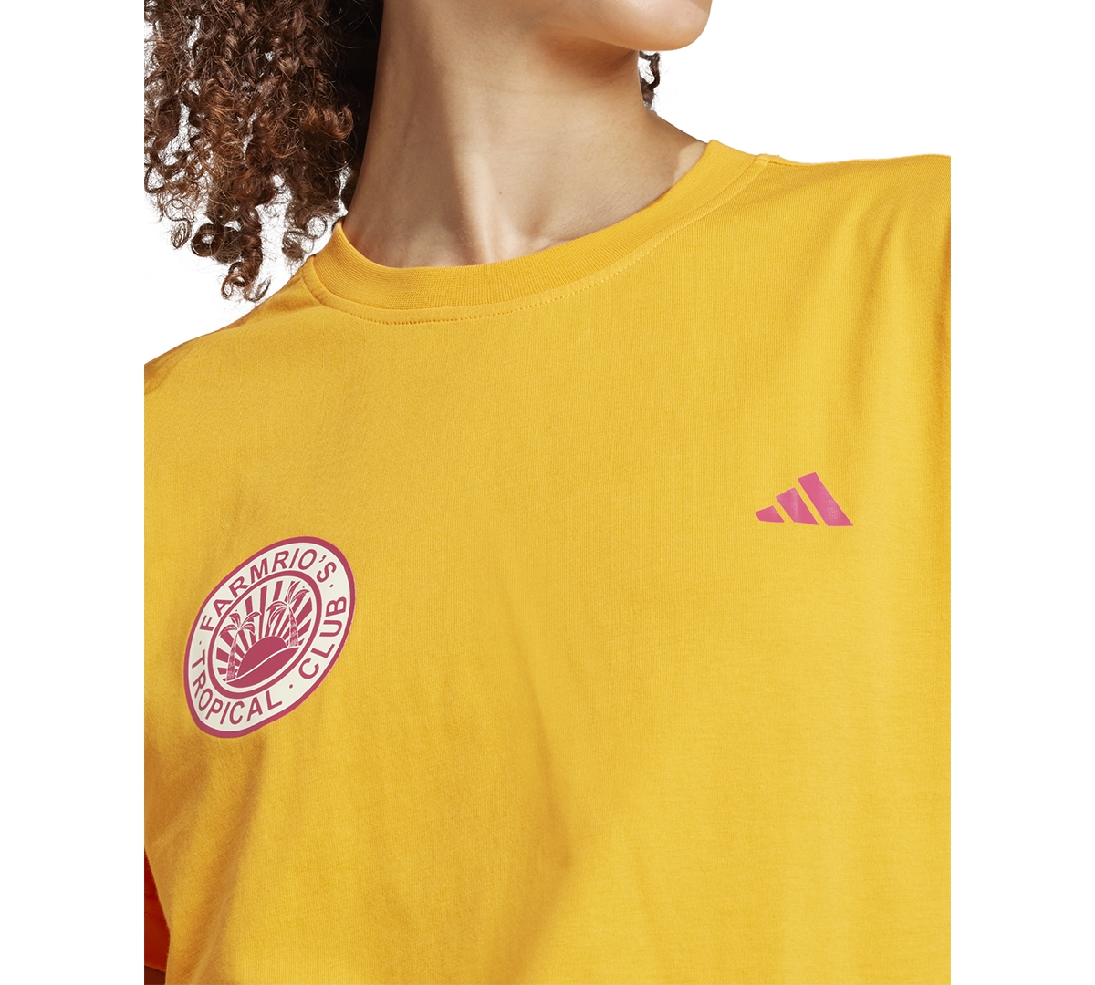 Adidas Originals Women's X Farm Rio Cotton Tropical Logo Graphic T-shirt In Bright Orange
