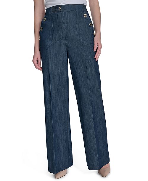 alfani Tommy Hilfiger Women's Denim Bootcut-Leg Sailor Pants Women's Fashion Shoes & Accessories