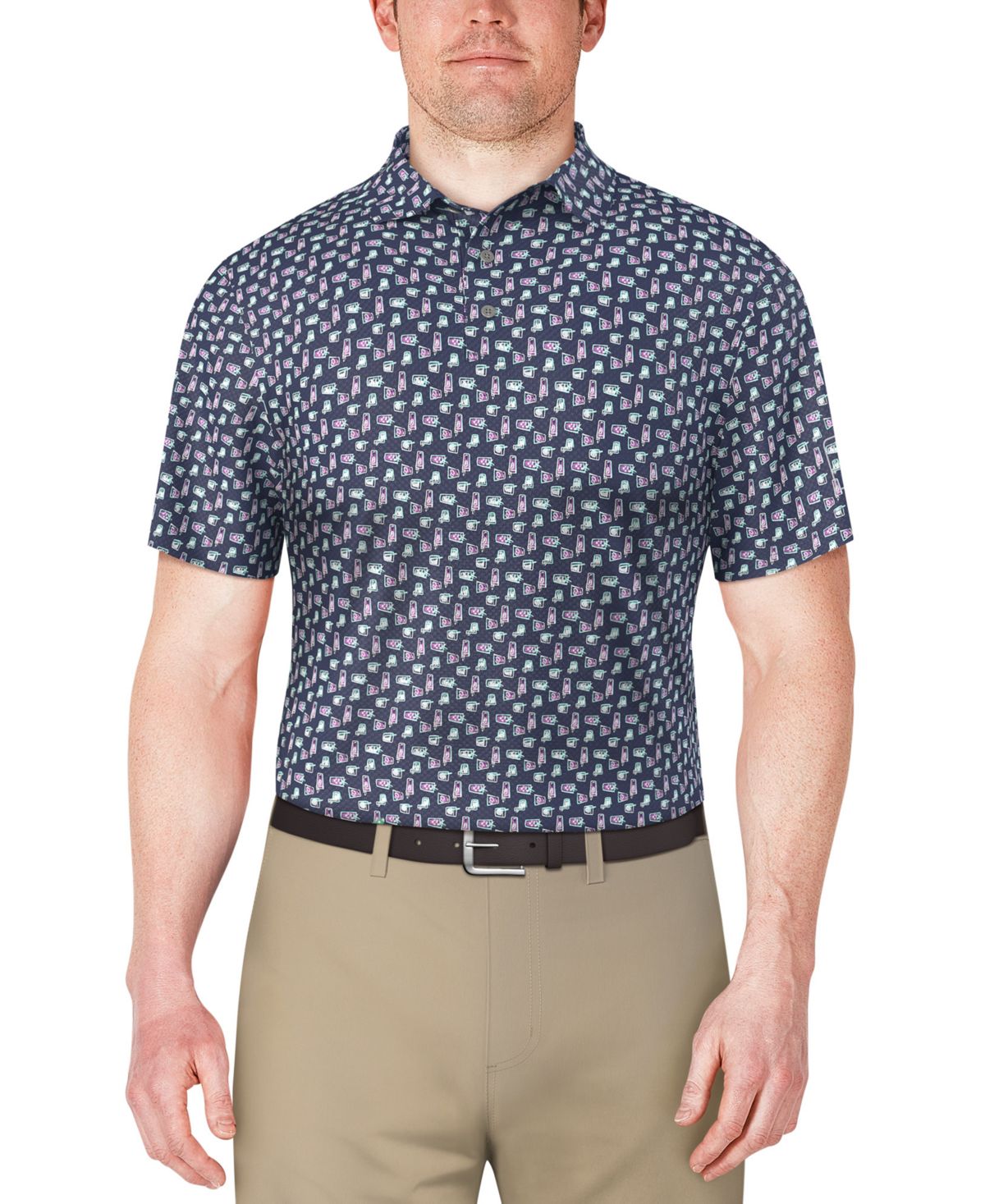 Мужская рубашка поло с коротким рукавом и принтом для прохладительных напитков