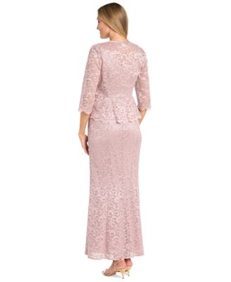 Petite 2-Pc. Metallic-Lace Gown & Jacket Set