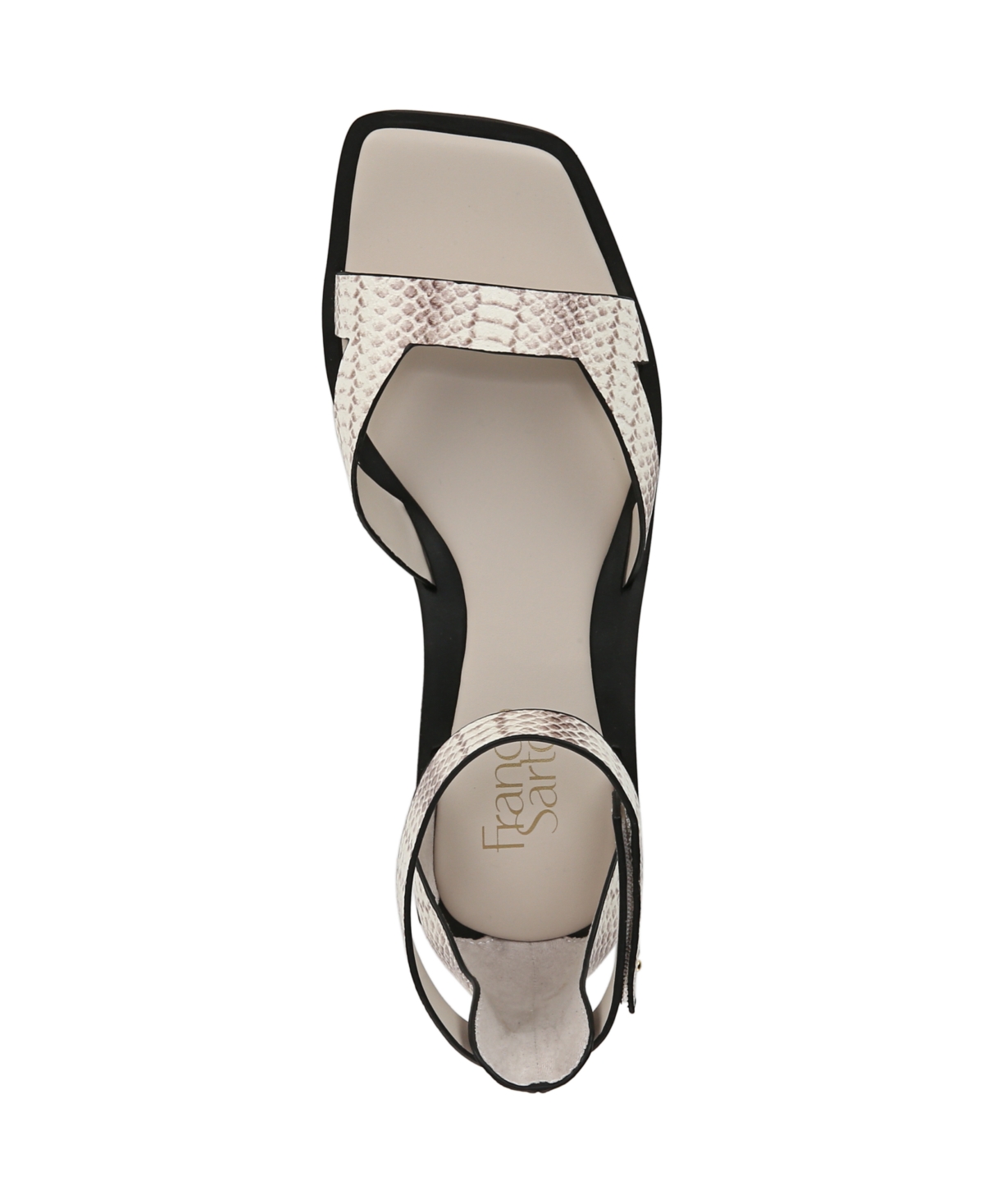 Franco Sarto Women's Elisa Open Square Toe Ankle Strap Flat Sandals In Grey Snake Print Faux Leather