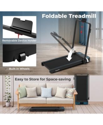 2 in 1 Folding Treadmill with 300 LBS Capacity and Remote Control for Home