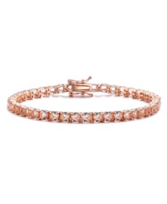 Sterling Silver with Colored Cubic Zirconia Tennis Bracelet in White Gold Plated, 14K Gold Plated, or 18K Rose Gold Plated