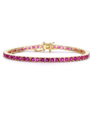 Sterling Silver with 3mm Colored Cubic Zirconia Tennis Bracelet in White Gold Plated, Black Plated, 14K Gold Plated, or 18K Rose Gold Plated