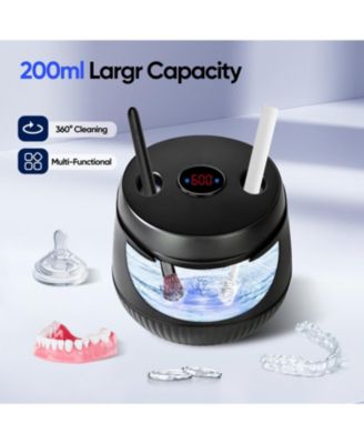 Ultrasonic Retainer Cleaner, 45kHz Retainer Cleaner Machine with Digital Timer, 200ML Portable Ultrasonic Retainer Jewelry Cleaner for Dentures, Aligner, Braces, Mouth Guard