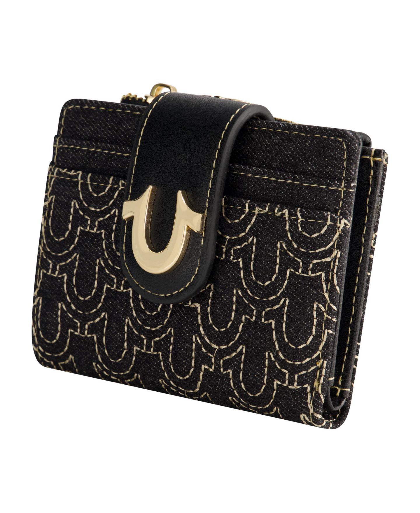 Женский кошелёк True Religion Horseshoe Quilted Small Wallet, цвет: Чёрный — фото 3