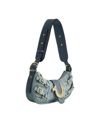 Multi Strap Denim Shoulder Bag