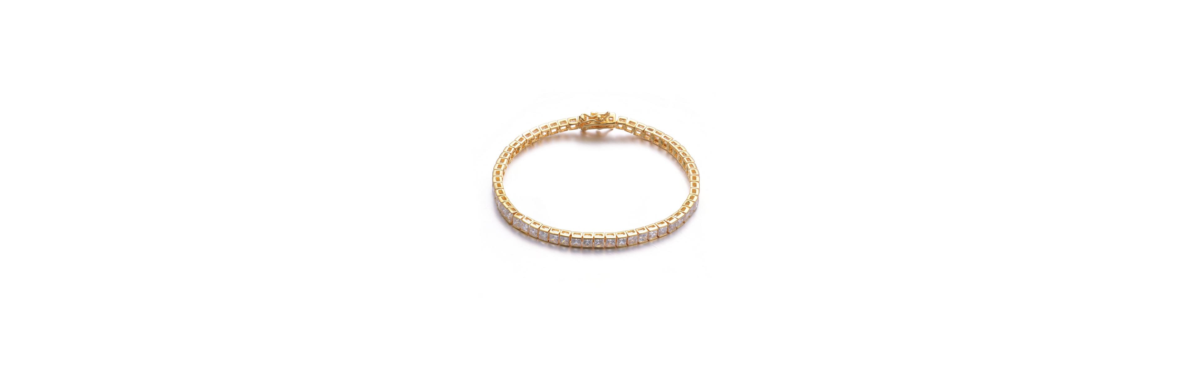 Genevive Classic Sterling Silver Square Cubic Zirconia Tennis Bracelet