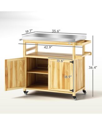 Grill Cart, Kitchen Island with Storage Cabinets