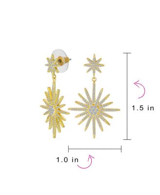Classic Dangle Chandelier Earrings CZ Starburst Gold Prom