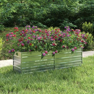 Garden Raised Bed Silver Galvanized Steel 63.0 x 15.7 x 17.7 in