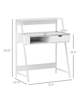 Computer Writing Desk for Small Space w/ Drawer, Storage Shelves,