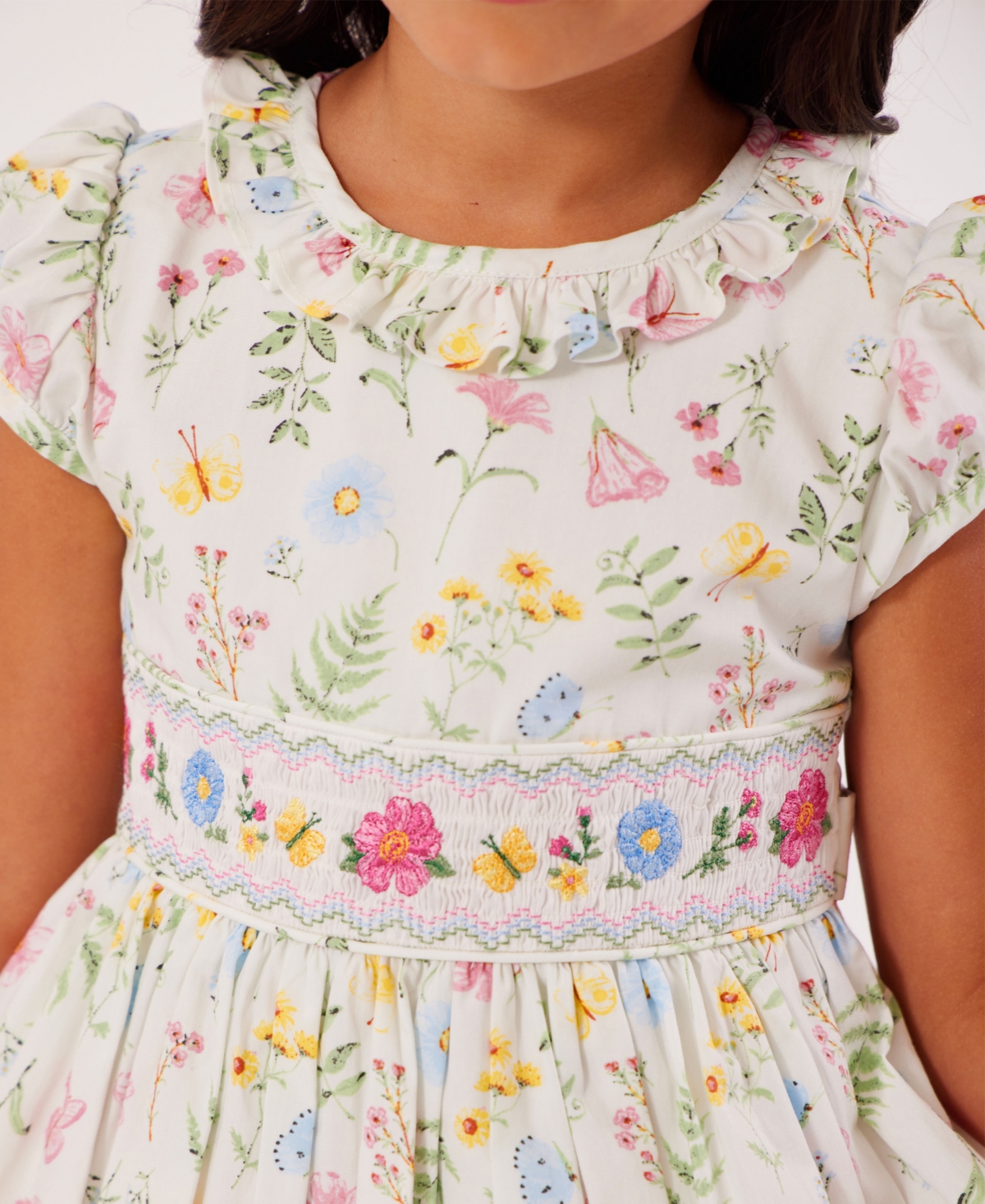 Shop Bonnie Jean Toddler And Little Girls Botanical Floral Smocked Dress In Multicolor