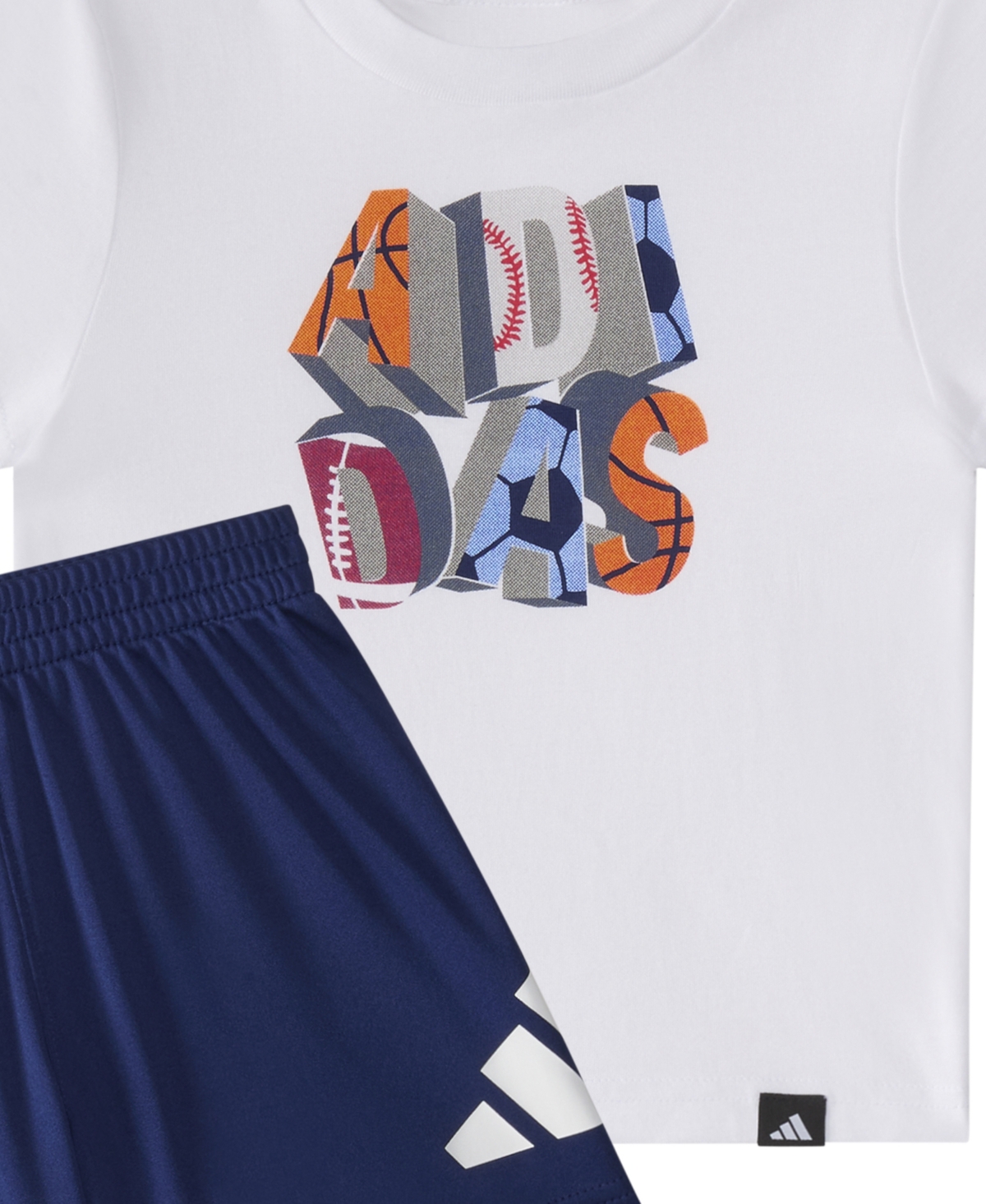 Adidas Originals Baby Boys 2-piece Short Sleeve T-shirt And Elastic Waistband Logo Shorts Set In White