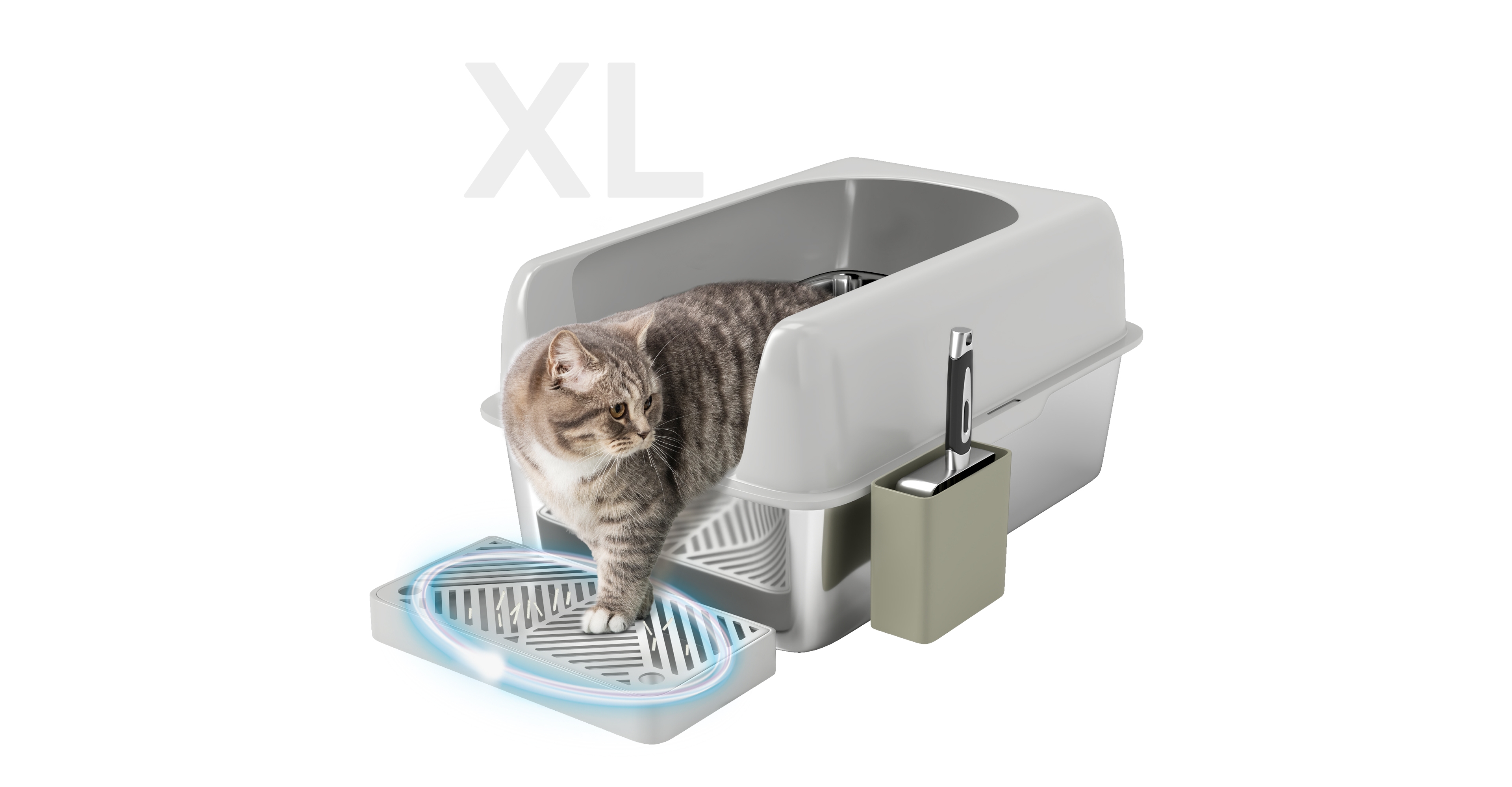 PawHut Stainless Steel Litter Box with High Sided for Anti-Urine Leakage