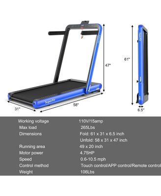 4.75HP 2 In 1 Folding Walking Pad Treadmill with Remote APP Control