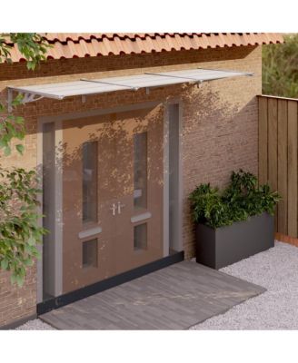 Door Canopy Gray and Transparent 141.1"x35.4" Polycarbonate