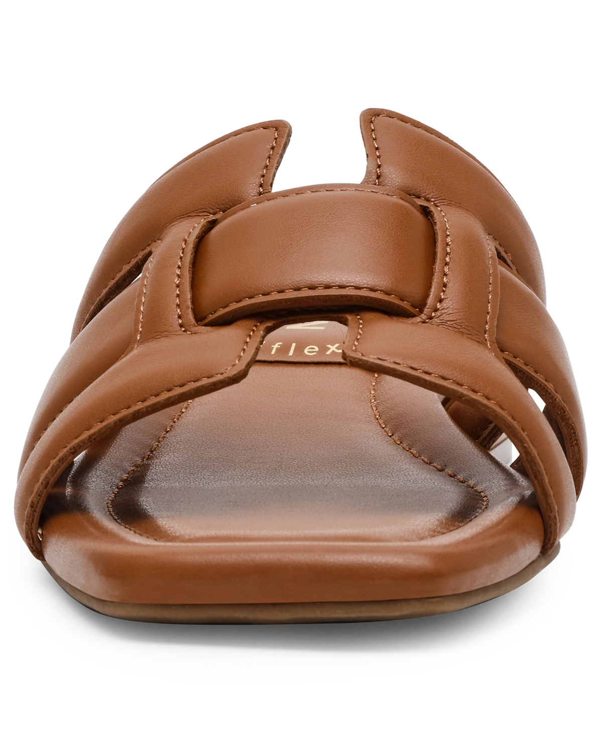 Anne Klein Women's Loyal Square Toe Slide Flat Sandals In Cognac