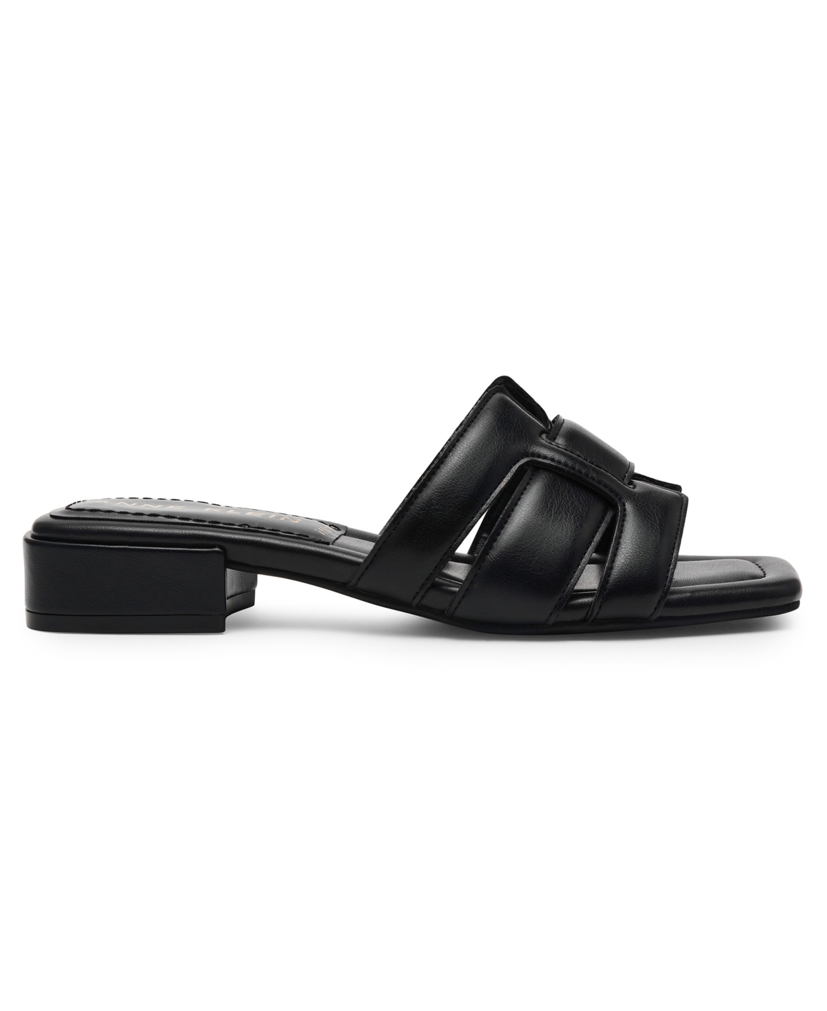 Anne Klein Women's Loyal Square Toe Slide Flat Sandals In Black Smooth