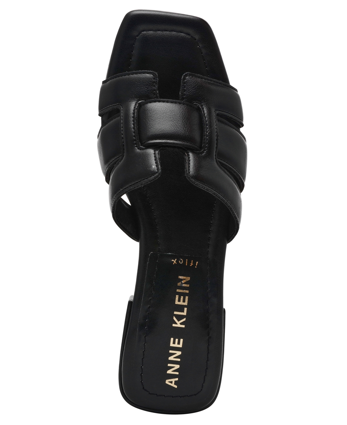Anne Klein Women's Loyal Square Toe Slide Flat Sandals In Black Smooth