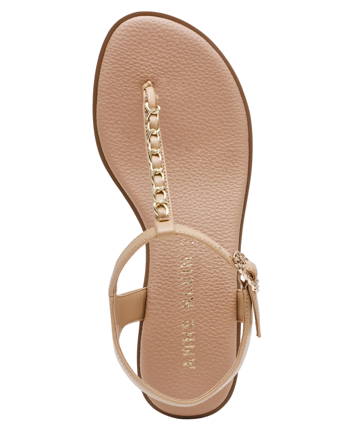 Anne Klein Women's Tessa T Strap Chain Block Heel Dress Sandals In Biscotti