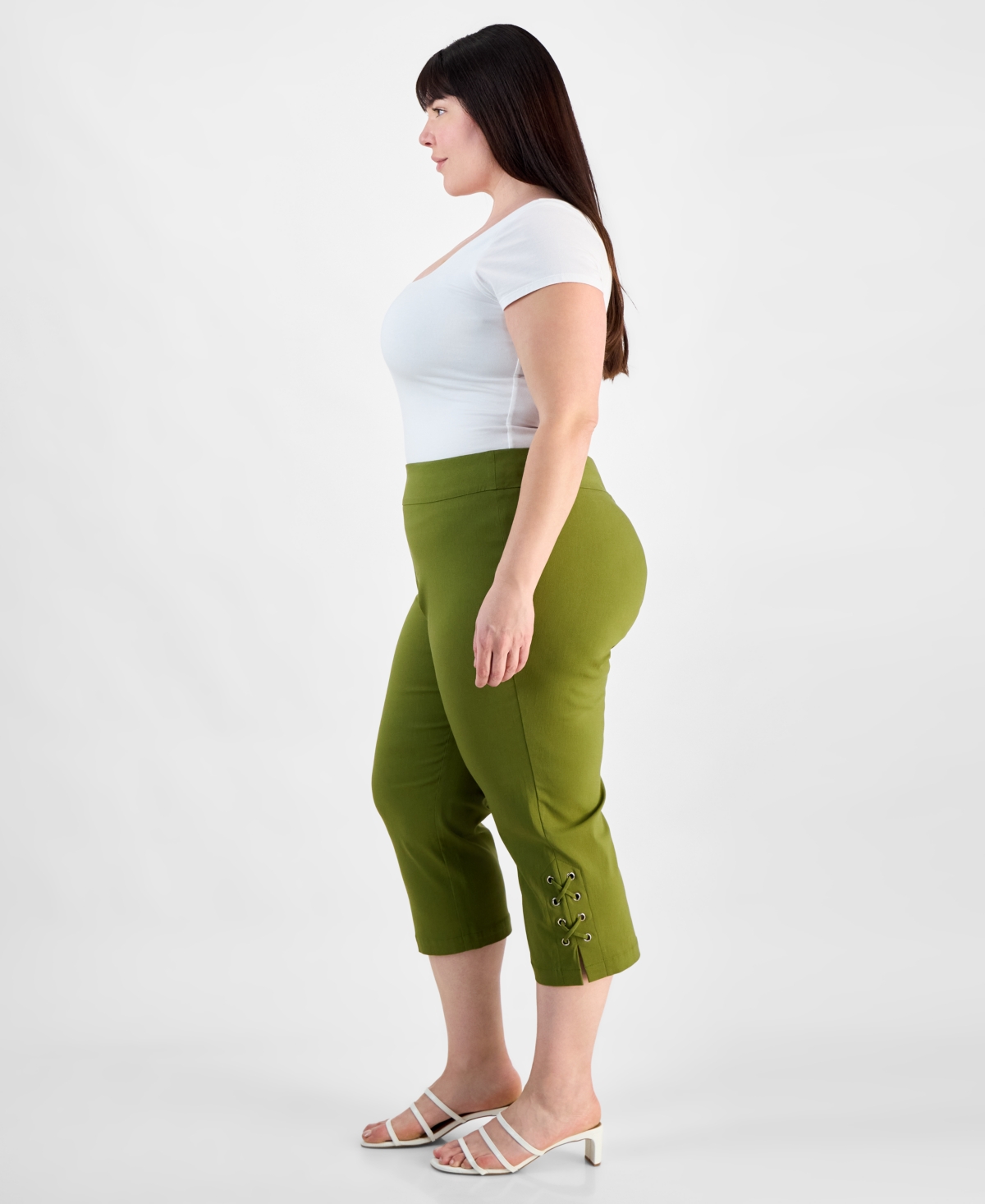 JM COLLECTION PLUS SIZE SIDE LACE-UP CAPRI PANTS, CREATED FOR MACY'S 