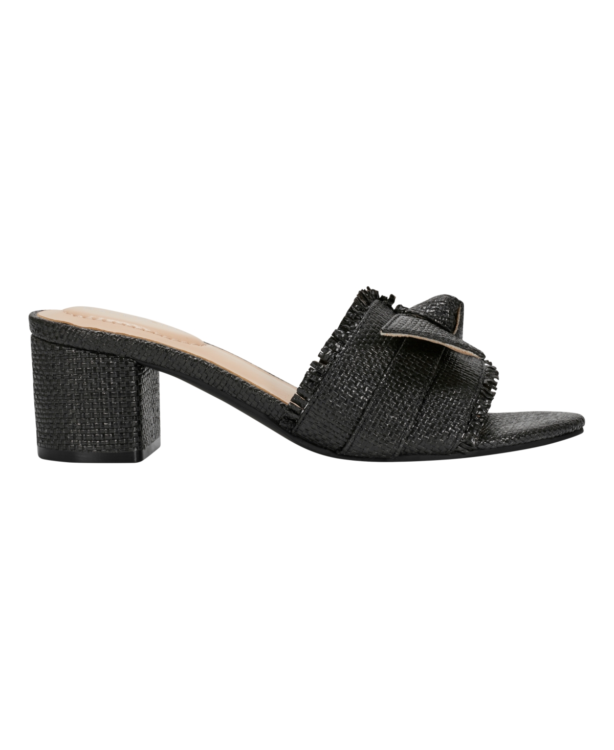 BANDOLINO WOMEN'S ARDEN RAFFIA KNOTTED BOW BLOCK HEEL SANDALS 