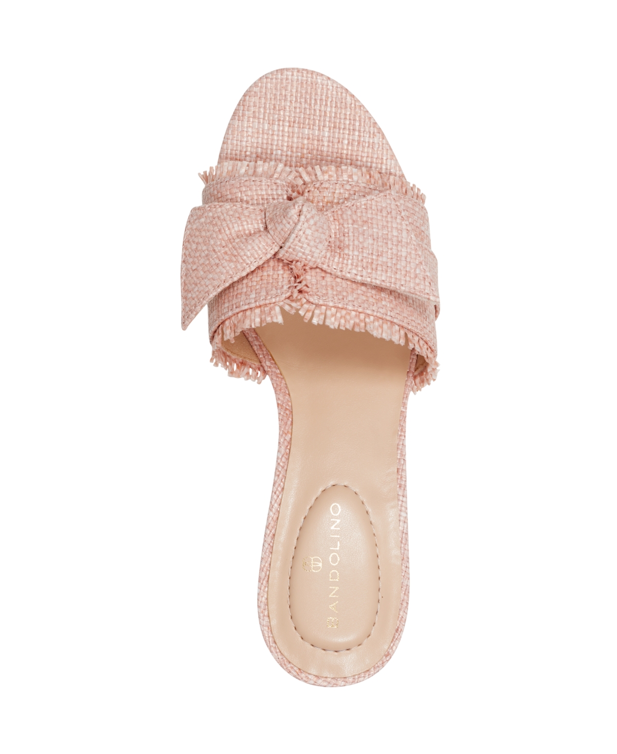Shop Bandolino Women's Arden Raffia Knotted Bow Block Heel Sandals In Light Pink