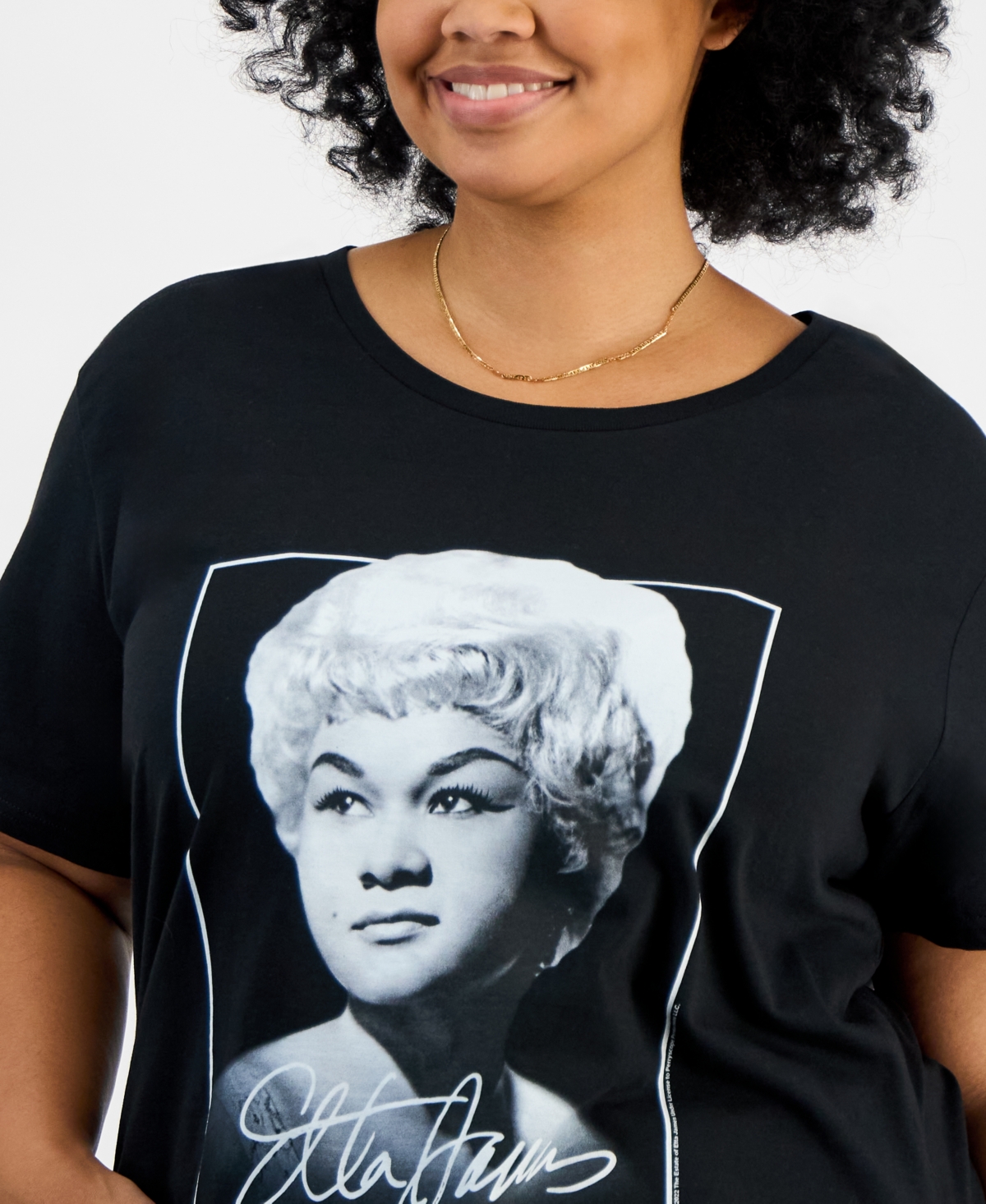 Hybrid Apparel Trendy Plus Size Cotton Etta James Graphic Tee In Black