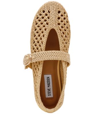 Steve Madden メリージェーン フラット ALARA シューズ Steve Madden Alara Woven Raffia Mary Jane Ballet Flats