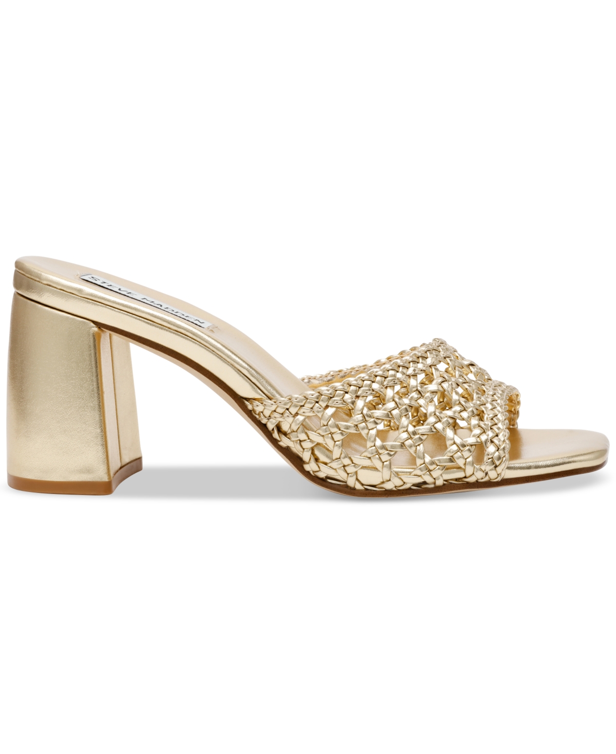 Steve Madden Women's Mania Woven Block-heel Sandals In Gold Metallic