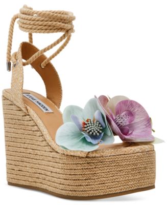 【超大人気】Steve Madden Garden Flower ドレスサンダル Steve Madden Women's Petal Floral Lace-Up Wedge Sandals - Macy's