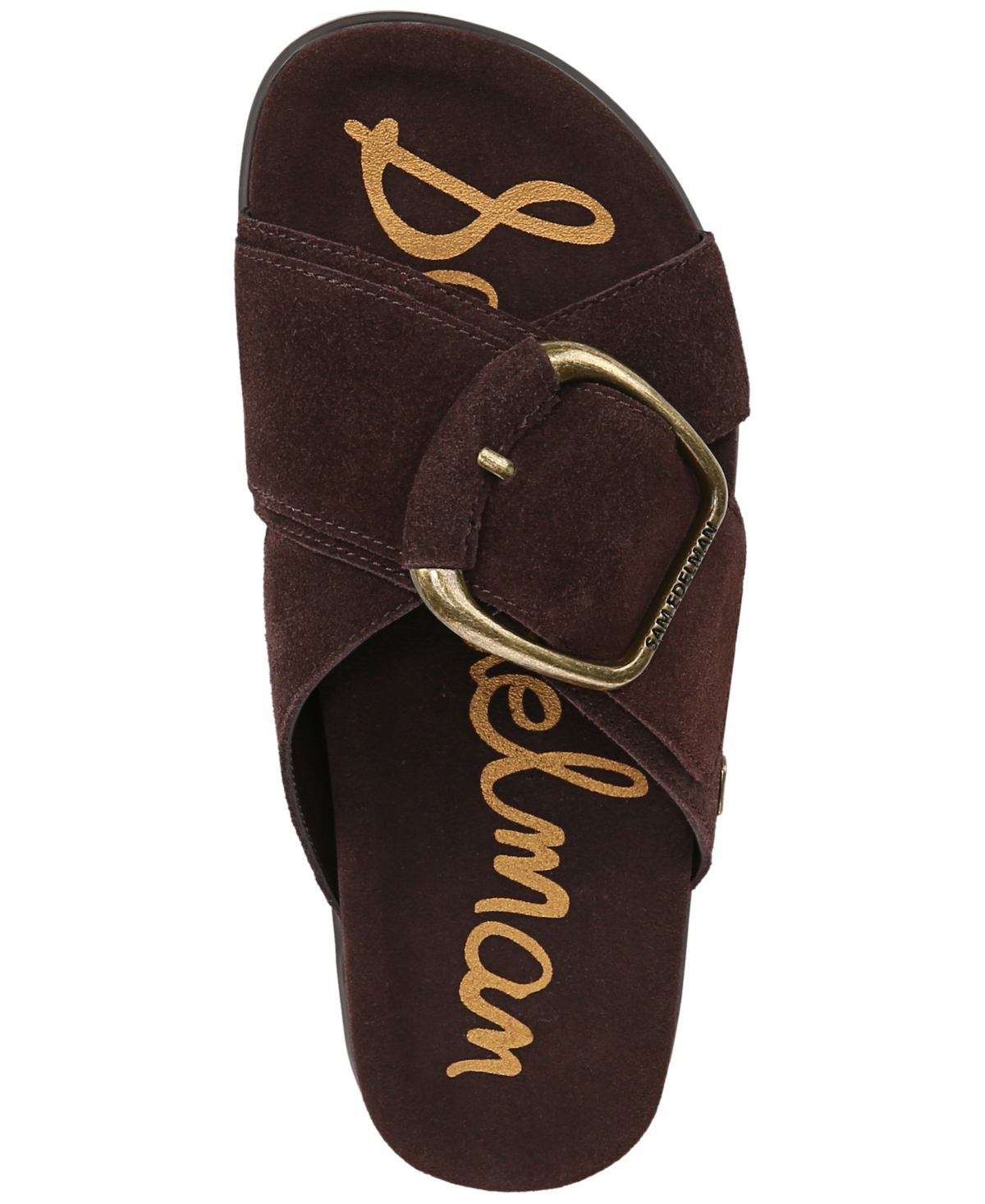 Sam Edelman Darla Buckle Slide Sandal Cafe Noir Suede In Cafe Noir Suede Leather