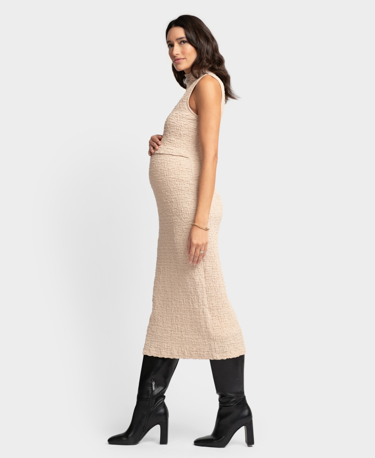 Shop Seraphine Women's Maternity Nursing Bodycon Dress In Sand