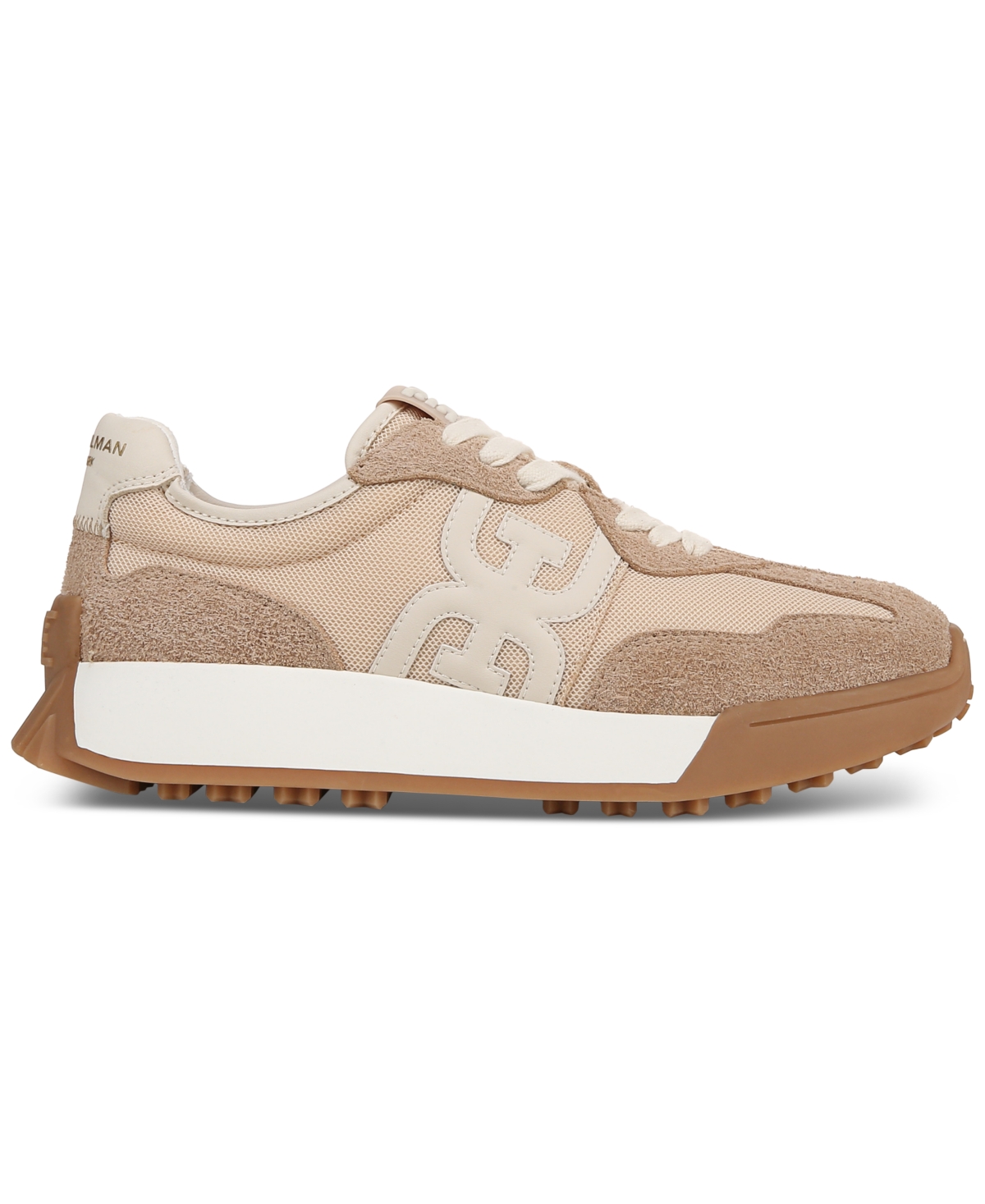 Shop Sam Edelman Women's Langley Emblem Lace-up Trainer Sneakers In Tan Multi Leather