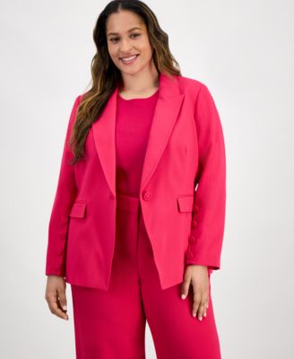 Plus Size Single-Button Crepe Blazer